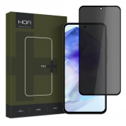 Hofi Anti-Spy Pro Plus Full Screen Tempered Glass - калено стъклено защитно покритие с определен ъгъл на виждане за дисплея на Samsung Galaxy A55 5G, Galaxy A35 5G (черен-прозрачен)