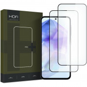 Hofi Glass Pro Plus Tempered Glass 2.5D 2 Pack - 2 броя калени стъклени защитни покрития за дисплея на Samsung Galaxy A35 5G, Galaxy A55 5G (черен-прозрачен)