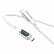 4smarts DigitCord USB-C to USB-C 100W Cable - здрав кабел с въжена оплетка и дисплей, за зареждане на устройства с USB-C порт (300 см) (бял) 4