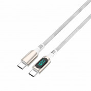 4smarts DigitCord USB-C to USB-C 100W Cable - здрав кабел с въжена оплетка и дисплей, за зареждане на устройства с USB-C порт (300 см) (бял) 2
