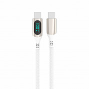 4smarts DigitCord USB-C to USB-C 100W Cable - здрав кабел с въжена оплетка и дисплей, за зареждане на устройства с USB-C порт (300 см) (бял) 3