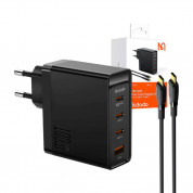 McDodo GaN Wall Charger 100W and USB-C Cable - захранване за ел. мрежа за лаптопи, смартфони и таблети с USB-A и 3xUSB-C изходи с включен кабел в комплекта (черен) 4
