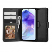 Tech-Protect Wallet Leather Flip Case - кожен калъф, тип портфейл за Samsung Galaxy A55 5G (черен)
