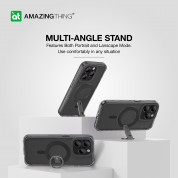 AmazingThing Titan Pro Mag Ring Grip Case - хибриден удароустойчив кейс с MagSafe и поставка с пръстен против изпускане за iPhone 15 Pro (черен) 5
