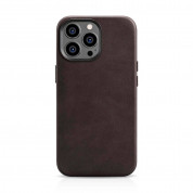 iCarer Leather Oil Wax MagSafe Case - кожен (естествена кожа) кейс с MagSafe за iPhone 14 Pro (кафяв)