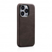 iCarer Leather Oil Wax MagSafe Case - кожен (естествена кожа) кейс с MagSafe за iPhone 14 Pro (кафяв) 4