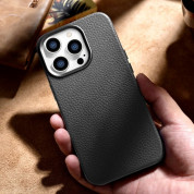 iCarer Leather Litchi MagSafe Case - кожен (естествена кожа) кейс с MagSafe за iPhone 14 Pro (черен) 16