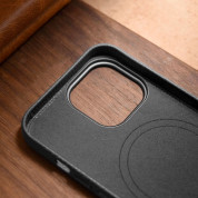 iCarer Leather Litchi MagSafe Case - кожен (естествена кожа) кейс с MagSafe за iPhone 14 Pro (черен) 18