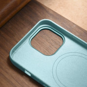 iCarer Leather Litchi MagSafe Case - кожен (естествена кожа) кейс с MagSafe за iPhone 14 Pro (зелен) 17