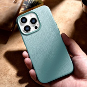 iCarer Leather Litchi MagSafe Case - кожен (естествена кожа) кейс с MagSafe за iPhone 14 Pro (зелен) 15