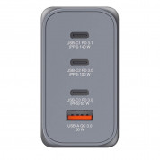 Verbatim GaN Fast Wall Charger 240W - захранване за ел. мрежа за мобилни устройства с 1xUSB-A и 3xUSB-C изходи с технология за бързо зареждане и преходници за цял свят (тъмносив) 4