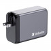 Verbatim GaN Fast Wall Charger 200W - захранване за ел. мрежа за мобилни устройства с 1xUSB-A и 3xUSB-C изходи с технология за бързо зареждане и преходници за цял свят (тъмносив) 3