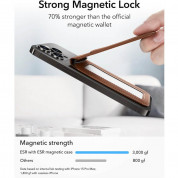 ESR HaloLock Vegan Leather Magnetic Wallet Stand - кожен портфейл (джоб) с вградена поставка за прикрепяне към iPhone с MagSafe (кафяв) 1