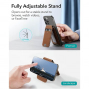 ESR HaloLock Vegan Leather Magnetic Wallet Stand - кожен портфейл (джоб) с вградена поставка за прикрепяне към iPhone с MagSafe (кафяв) 2