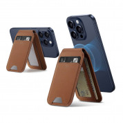 ESR HaloLock Vegan Leather Magnetic Wallet Stand - кожен портфейл (джоб) с вградена поставка за прикрепяне към iPhone с MagSafe (кафяв)