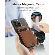 ESR HaloLock Vegan Leather Magnetic Wallet Stand - кожен портфейл (джоб) с вградена поставка за прикрепяне към iPhone с MagSafe (кафяв) 4