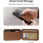 ESR HaloLock Vegan Leather Magnetic Wallet Stand - кожен портфейл (джоб) с вградена поставка за прикрепяне към iPhone с MagSafe (кафяв) 3