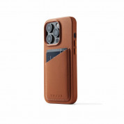 Mujjo Full Leather MagSafe Wallet Case - премиум кожен (естествена кожа) кейс с MagSafe за iPhone 14 Pro (кафяв) 1