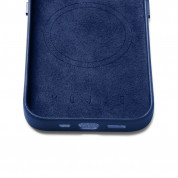 Mujjo Full Leather MagSafe Wallet Case - премиум кожен (естествена кожа) кейс с MagSafe за iPhone 14 Pro (син) 4