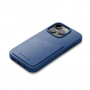 Mujjo Full Leather MagSafe Wallet Case - премиум кожен (естествена кожа) кейс с MagSafe за iPhone 14 Pro (син) 6