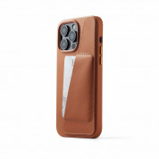 Mujjo Full Leather MagSafe Wallet Case - премиум кожен (естествена кожа) кейс с MagSafe за iPhone 14 Pro Max (кафяв) 1