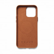 Mujjo Full Leather MagSafe Wallet Case - премиум кожен (естествена кожа) кейс с MagSafe за iPhone 14 Pro Max (кафяв) 3