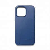 Mujjo Full Leather MagSafe Wallet Case - премиум кожен (естествена кожа) кейс с MagSafe за iPhone 14 Pro Max (син) 6