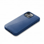 Mujjo Full Leather MagSafe Wallet Case - премиум кожен (естествена кожа) кейс с MagSafe за iPhone 14 Pro Max (син) 5