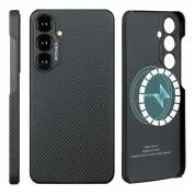 Pitaka MagEZ 4 600D Aramid Fiber MagSafe Case - кевларен кейс с MagSafe за Samsung Galaxy S24 (черен-сив)  3
