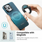 Pitaka MagEZ Grip 2 1500D Combo Magnetic Ring Stand With NFC Chip - магнитен пръстен против изпускане, с поставка, съвместим с MagSafe за iPhone и други смартфони (черен-син) 4