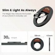 Pitaka MagEZ Grip 2 1500D Combo Magnetic Ring Stand With NFC Chip - магнитен пръстен против изпускане, с поставка, съвместим с MagSafe за iPhone и други смартфони (черен-червен) 2