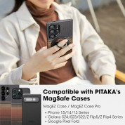 Pitaka MagEZ Grip 2 1500D Combo Magnetic Ring Stand With NFC Chip - магнитен пръстен против изпускане, с поставка, съвместим с MagSafe за iPhone и други смартфони (черен-червен) 4