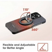 Pitaka MagEZ Grip 2 1500D Combo Magnetic Ring Stand With NFC Chip - магнитен пръстен против изпускане, с поставка, съвместим с MagSafe за iPhone и други смартфони (черен-червен) 3