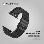AmazingThing Titan Stainless Steel Band - стоманена каишка за Apple Watch 42мм, 44мм, 45мм, Ultra 49мм (черен) 5