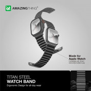 AmazingThing Titan Stainless Steel Band for Apple Watch 42mm, 44mm, 45mm, Ultra 49mm (black) 8
