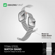AmazingThing Titan Stainless Steel Band - стоманена каишка за Apple Watch 42мм, 44мм, 45мм, Ultra 49мм (сребрист) 8