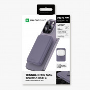 AmazingThing Thunder Pro Magnetic Wireless Power Bank 5000 mAh 22.5W - преносима външна батерия с USB-C порт и безжично зареждане с MagSafe (лилав) 15