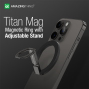 AmazingThing Titan Mag Magnetic Ring Stand - магнитен пръстен против изпускане, с поставка, съвместим с MagSafe за iPhone и други смартфони (черен) 7