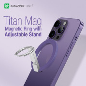 AmazingThing Titan Mag Magnetic Ring Stand - магнитен пръстен против изпускане, с поставка, съвместим с MagSafe за iPhone и други смартфони (лилав) 8