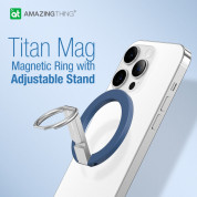 AmazingThing Titan Mag Magnetic Ring Stand - магнитен пръстен против изпускане, с поставка, съвместим с MagSafe за iPhone и други смартфони (син) 7