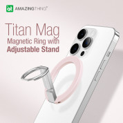 AmazingThing Titan Mag Magnetic Ring Stand - магнитен пръстен против изпускане, с поставка, съвместим с MagSafe за iPhone и други смартфони (розов) 7