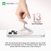AmazingThing Titan Mag Magnetic Ring Stand - магнитен пръстен против изпускане, с поставка, съвместим с MagSafe за iPhone и други смартфони (розов) 11
