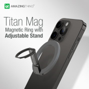 AmazingThing Titan Mag Magnetic Ring Stand - магнитен пръстен против изпускане, с поставка, съвместим с MagSafe за iPhone и други смартфони (тъмносив) 10