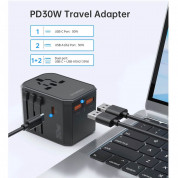 Choetech PD6041 Universal World Travel Adapter 30W - захранване с 1xUSB-C и 2xUSB-A изхода и преходници за цял свят в едно устройство за мобилни устройства (черен) 7