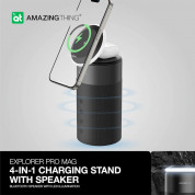 AmazingThing Explorer Pro Mag 4-in-1 Charging Stand With Bluetooth Speaker - безжичен спийкър с двойна поставка (пад) за безжично зареждане за iPhone с Magsafe и AirPods (черен) 1