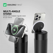 AmazingThing Explorer Pro Mag 4-in-1 Charging Stand With Bluetooth Speaker - безжичен спийкър с двойна поставка (пад) за безжично зареждане за iPhone с Magsafe и AirPods (черен) 4