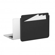 AmazingThing Matte Pro Mag Laptop Sleeve with Pocket 14 - кожен калъф за MacBook Air 13, MacBook Pro 13, MacBook Pro 14 и лаптопи до 14 инча (черен)