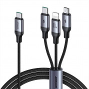 Joyroom 3-in-1 USB-C Fast Charging Cable 30W - универсален USB-C кабел с Lightning, microUSB и USB-C конектори (150 см) (черен)