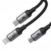 Joyroom 3-in-1 USB-C Fast Charging Cable 30W - универсален USB-C кабел с Lightning, microUSB и USB-C конектори (150 см) (черен) 2
