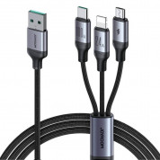Joyroom Speedy 3-in-1 USB-A Fast Charging Cable 100W with micro USB, Lightning and USB-C connectors (120 cm) (black)